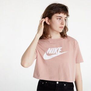 NIKE essential cropped logo tee brown size S